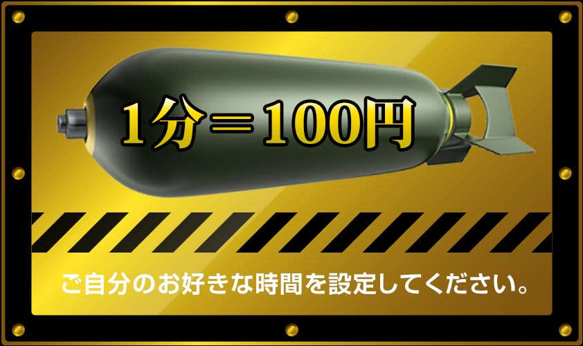 1分＝100円
ご自分のお好きな時間を設定してください。